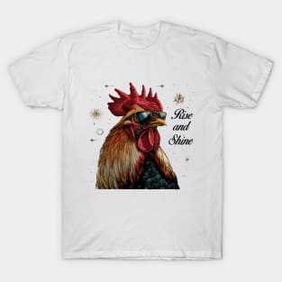 Rise and Shine - Rooster (with Black Lettering) T-Shirt